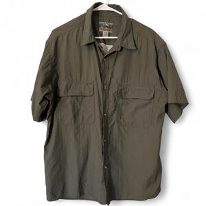 EMS Olive Green Button-Up Shirt Men Large